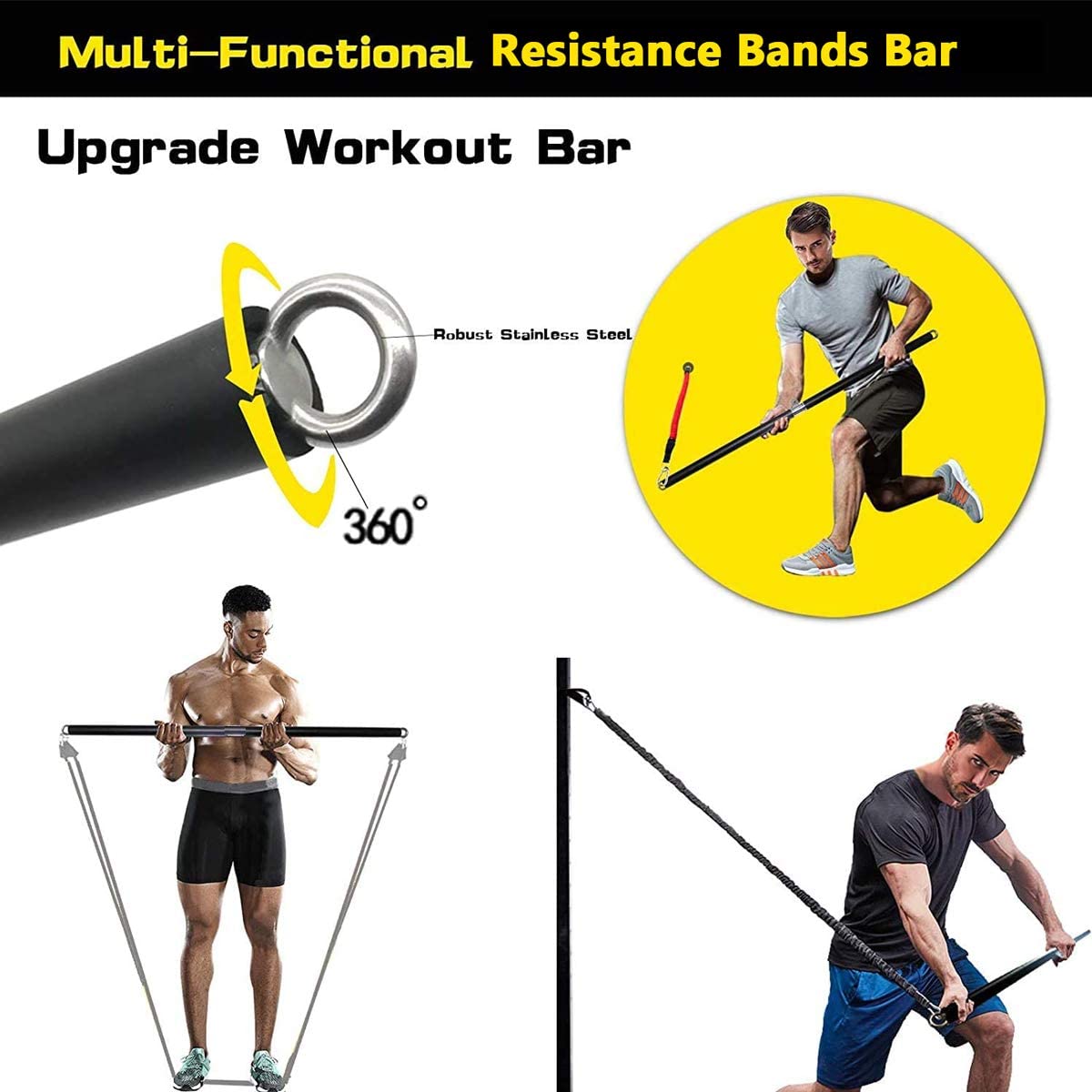 Workout Bar Fitness Resistance Bands Set - phoenixfitnessworld