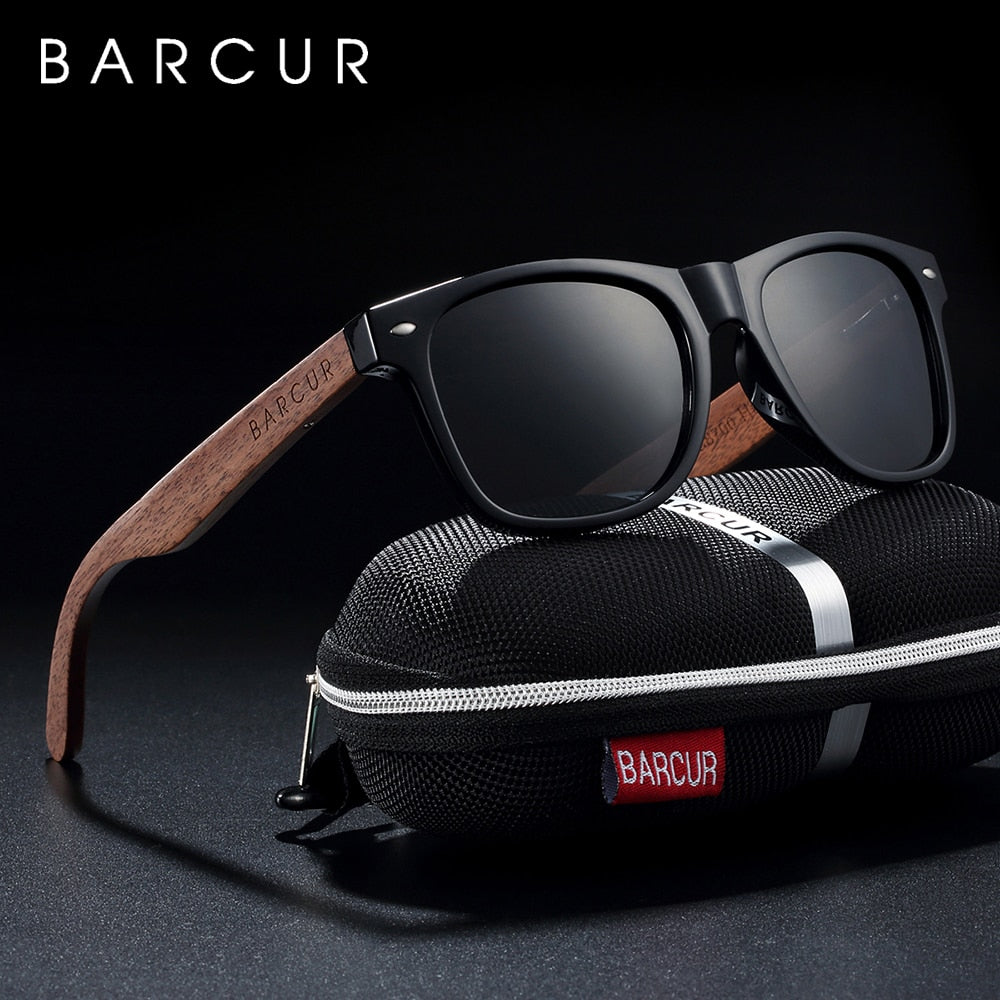 BARCUR Black Walnut Wood Sunglasses for Men - phoenixfitnessworld